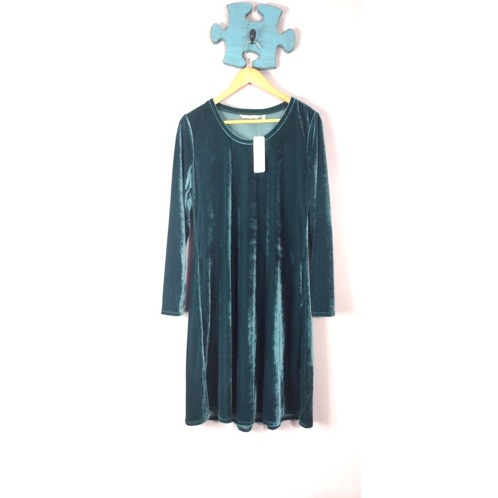 Soft Surroundings Short Santiago Knee Length Emerald Green Velvet Dress M